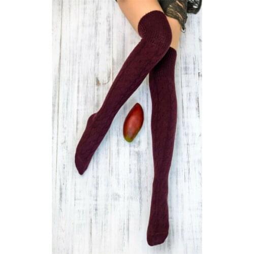 Women Winter Warm Solid Knit Girl Thigh High Stockings Plus Size Over The Knee Long Boot 3 style