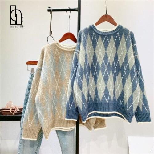 2021 Autumn Women Striped Pullovers Long Sleeve O-Neck Women Knitting Loose Styel Warm Sweater Femme Pull Femme