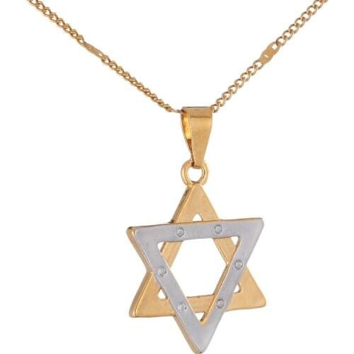 Gold Color Jewish Magen Star of David Pendant Necklace Women Chain Jewelry
