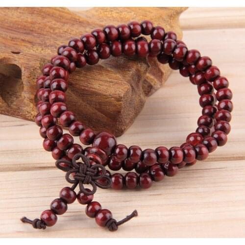 1Natural Sandalwood 108Buddhist Buddha Meditation Wooden Prayer6mmBeads Marathi Bracelet Bracelet Female MensJewelry Lucky Gift