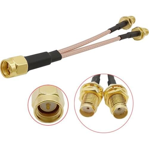 1Pcs SMA Male Plug to 2x SMA Female Jack Bulkhead RG316 Extension Cable Splitter Pigtail Wire Connector