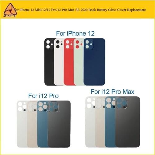 10Pcs Big Hole Battery Cover For iPhone 12/12 Mini/12 Pro/12 Pro Max Back Cover Glass Rear Housing Door Adhesive Replacement