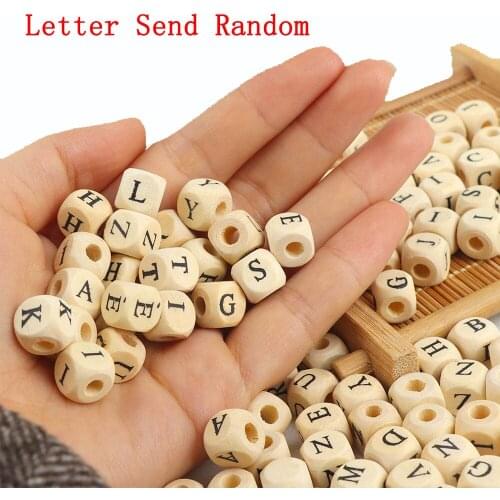 100pcs/lot Square Wooden Beads Letter DIY Beads Pendants Jewelry Making Neacklace Accessories Hot Selling(Letter Send RANDOM)