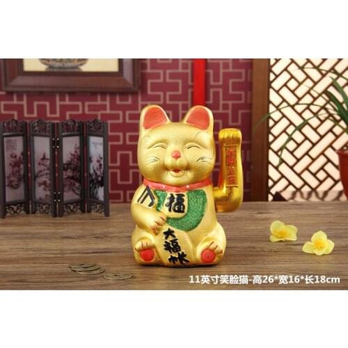 16 inch Gold shake hands to attract money cat ornaments opened 16 inch extra-large ceramic lucky Piggy bank bstatue home wedding