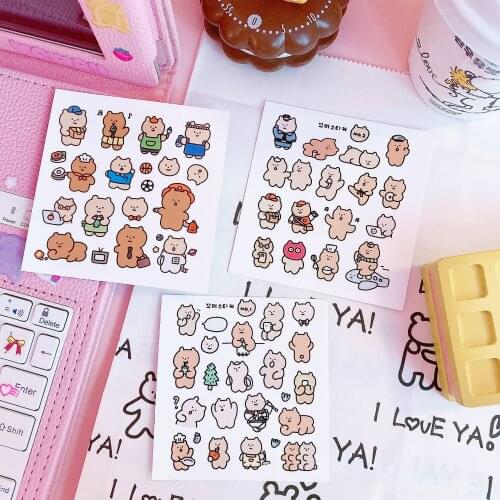 3pc/lot Cute Cartoon Bear Stickers Animal Waterproof Adhesive Sticker DIY Decor Car Styling Notebook Phone