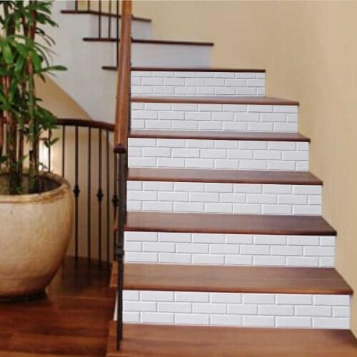 6 Pieces/Set DIY 3D White Brick Stairway Stickers for Room Stairs Decoration Decals Nordic Style Floor Wall Sticker Escalier