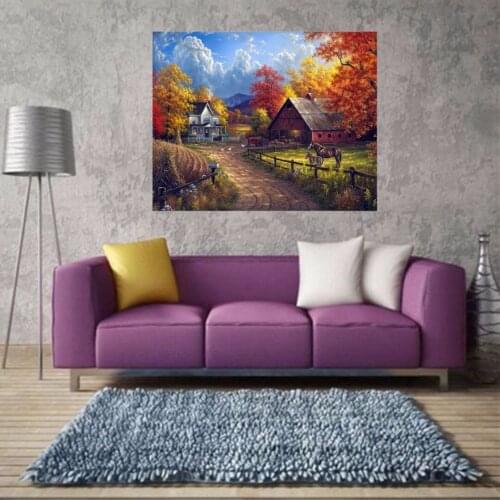 25*30cm 5D DIY Diamond Painting Village Farm Cross Stitch Home Decoration