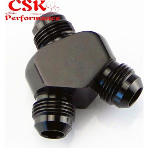 AN8 AN-8 Inlet AN8 8AN Outlet Y Block Car Aluminum Alloy Fittings Adapter Black
