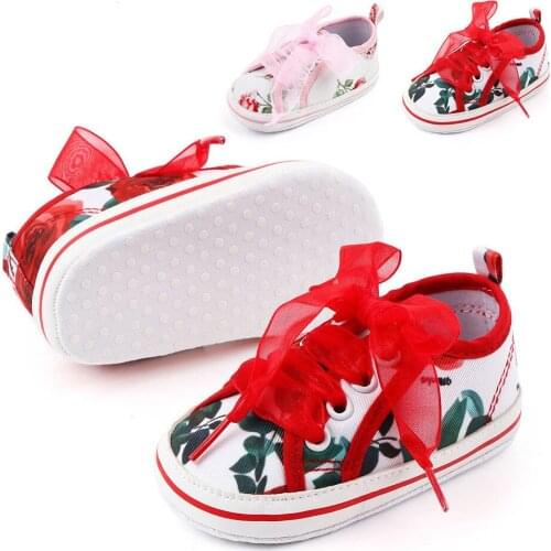 0-2 Red Pink Flowers Ribbon Boots Baby Shoes Boy Girl Sneaker Cotton Anti-Slip Newborn Infant First Walkers Toddler Casual Shoes