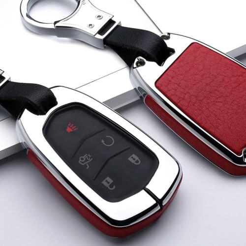 Zinc Alloy+Leather Car Key Case For Cadillac 2017 XTS Escalade 2016 SRX CT6 Remote Protector Cover Keychain Bag Auto Accessories
