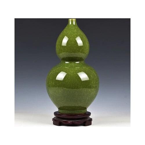 Jingdezhen ceramic vase kiln crack glaze piece of jun porcelain green gourd bottle ceramic furnishing articles