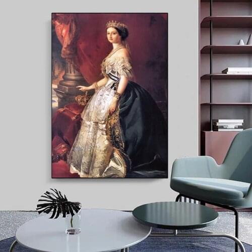 Eugenie De Montijo By Franz Xaver Winterhalter Portrait Painting on Canvas Wall Art Poster Print Picture for Living Room Cuadros