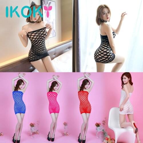 IKOKY Sexy Lingerie Sex Costumes Apparel Net Dress Openwork Erotic Jumpsuit Full Erotic Lingerie Sex Toys for Couples Flirting