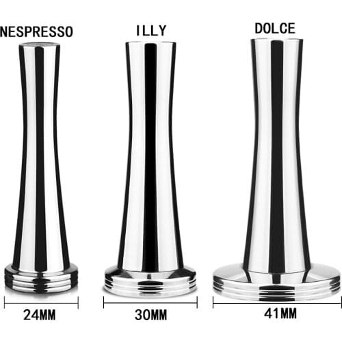 Stainless Steel Coffee Espresso Capsules Press Tamper Tool Compatible with NESPRESSO ILLY DOLCE Capsules Machine 24/ 30/ 41mm