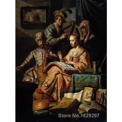 Portrait artworks The Music Party by Rembrandt van Rijn Canvas art Painting High quality Hand painted