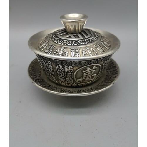 China Elaboration Copper Statue Good Luck "Lucky Fu Word " Teacup Metal Crafts Home Decoration
