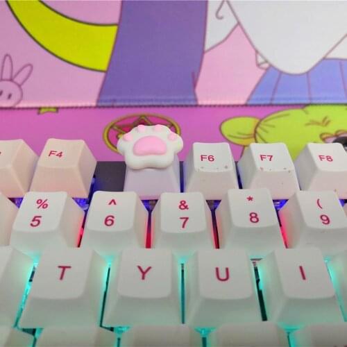 Keycap Cute PBT DIY Kawaii key cap Cat paw mechanical keyboards keycaps for mechanical keyboards R4 height Cherry MX axis,Q6