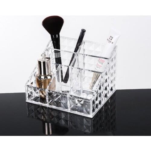 Dresser Acrylic Cosmetic Storage Box Transparent Woman 's Lipstick Makeup Brush Storage Cosmetics organizer Compartment Storage