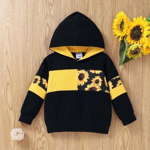 Baby Girl’s T-shirt and Trousers Suit Fashion Printing Stitching Long Sleeve Hooded Tops and Long Pants