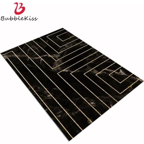 Bubble Kiss Carpets For Living Room Black Marble Gold Geometric Line Area Rugs Modern Home Non-Slip Floor Mats Bedroom Decor