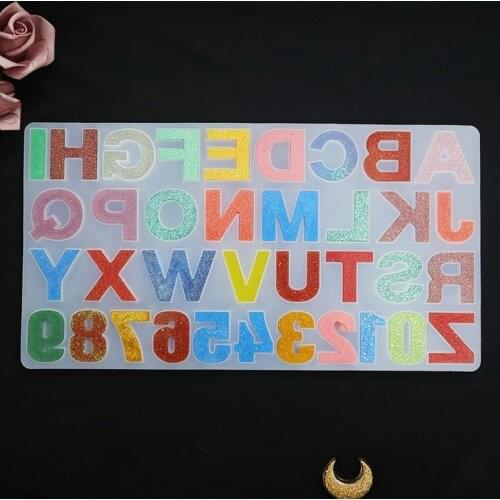Creative Mirror Craft English Alphanumeric Silicone Mold DIY Crystal Epoxy Ornament Mold Resin Pendants Cake Cookie Molds