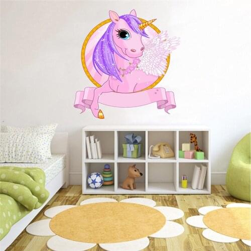 Creative Animal Wall Stickers DIY Cartoon Moon Stars Rainbow Unicorn Mural Decals for Kids Rooms Baby Bedroom Kitchen Decoration
