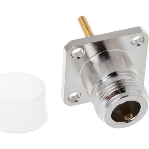 Brass N Female Jack Connector With 4 Hole Flange Mount Chassis RF Adapter Long Solder Pin Terminal