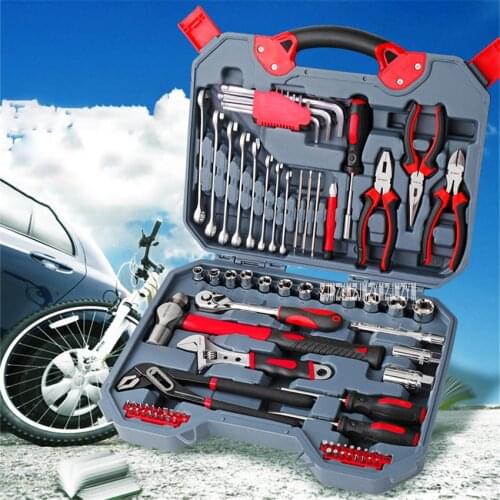 MAE11013/MAE11081 77-Pc/81-Pc Car Combination Repair Hand Tool Household Hand Tool Set Kit With Plastic Toolbox Storage Case