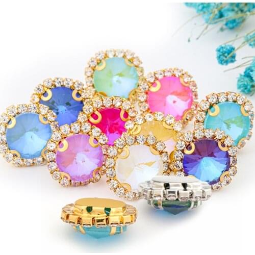 Mocha Fluorescence DIY Rhinestones Set Flatback Sew On Rhinestones Clothes Decoration Buttons Glass Crystal Strass