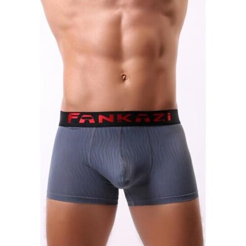 Mens Underwear Low-waisted Watermark Ultra-thin Ice Silk High Elasticity Breathable U-pouch Bag Design Sexy Boxers