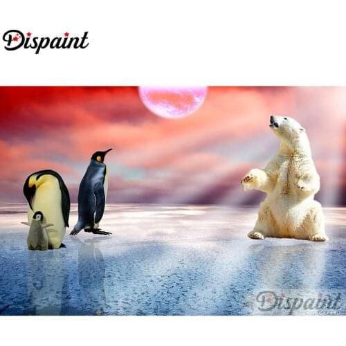 Dispaint Full Square/Round Drill 5D DIY Diamond Painting "Animal bear penguin" 3D Embroidery Cross Stitch Home Decor Gift A10289