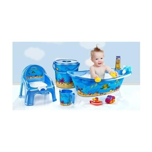 5 piece Blue Baby Bathtub Set