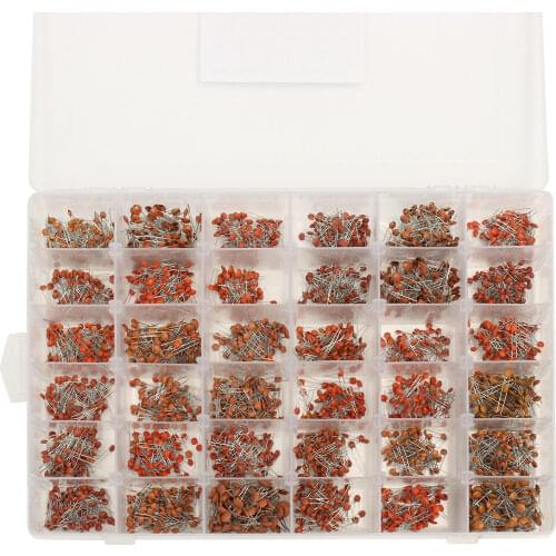 3600Pcs/Lot Ceramic Capacitor Assortment Kit 1PF-100nF 10PF 22PF 33PF 47PF 100PF 330PF 470PF 1NF 10NF 47NF 50V Capacitors Set