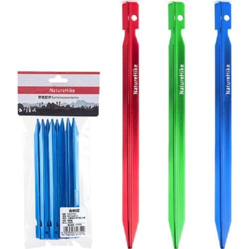 Naturehike 8pcs set Length 18cm Tent Pegs Aluminum alloy Tent Stake Outdoor Tent Nail Peg Tent Accessories Equipment