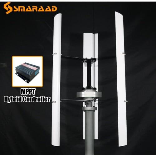 Free Energy Noiseless New Arrive 400W Vertical Wind Turbine Permanent Magnet Generator 3 Phase 12V 24V 48V With MPPT Controller