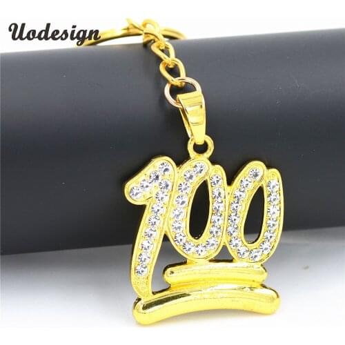 Uodesign Hip Hop Charm Pendants Rock Jewelry Gift Number 100 Bling Keychain Hiphop Jewelry Alloy Gift for Men