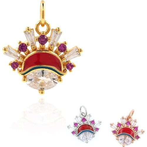 Opera Mask Charm Chinese Style Pendant Brass Zircon Gold Plated DIY Jewelry Bracelet Necklace Earrings Making Accessories