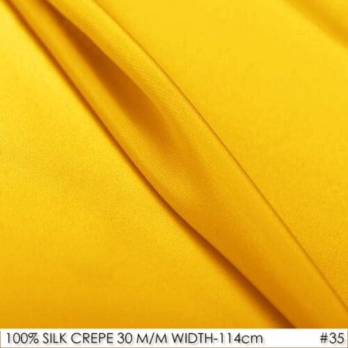 CREPE DE CHINE SILK Fabric 2017/114cm width/30momme/100% Natural Silk Dress Great Sexy Silk Pajamas for Women Fabric Yellow NO35