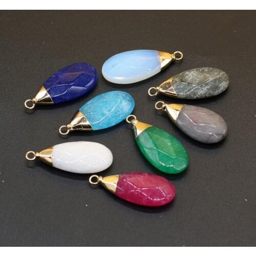 Natural Stone Pendants Long Water Drop Faceted Opal Crystal Charms for Jewelry Making Earrings Necklace Women Gifts