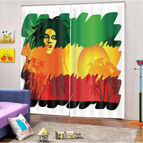 Custom European and American flag curtains Theme Art Print Decor Blackout curtain Fabric Indoor Decor Set 2 panels with Hooks