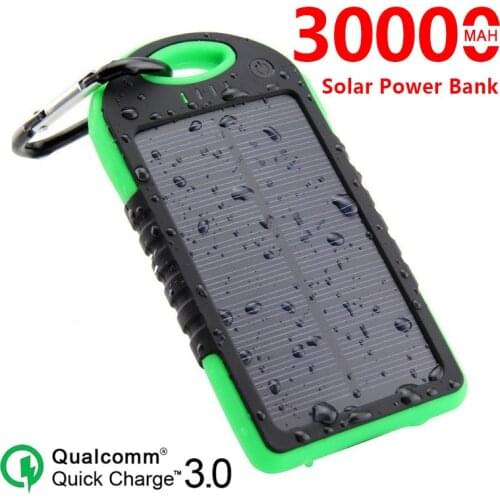Large Capacity 30000mAh Solar Power Bank Portable quick Charger LED Waterproof Outdoor Poverbank for Iphone Xiaomi Samsung