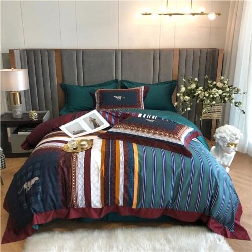 Simple Nordic 4Pieces Bedding Set King Size Bed Linen Euro Printed Cotton Duvet Cover Bed Sheet Set
