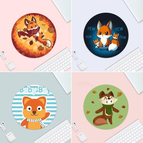 Animal More Cute Fox Comfort Mice Retail Small Rubber Mousepad Desk Table Protect Game Office Work Round Mouse Mat pad