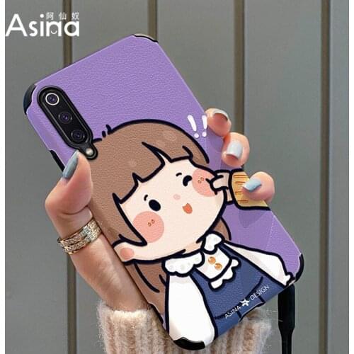 ASINA Cartoon Case For Xiaomi Mi10 11Ultra 9 8 Capa Imitation Lambskin Silicone Cases For Xiaomi Redmi Note 9 8 7 Cover Girl Boy