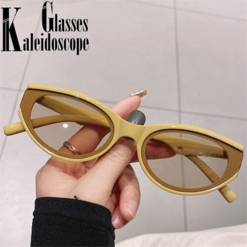 Fashion Pierced Cat Eye Sunglasses Women Personality Jelly Color Sun Glasses Men Vintage Outdoor Shades UV400 Ins Eyewear Lady