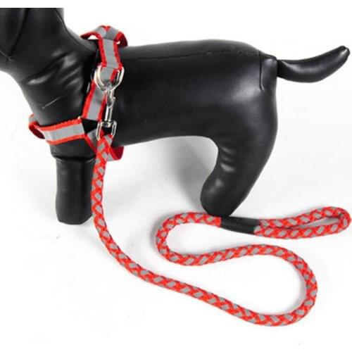 Night safety reflective Nylon dog rope leash harness pet dog leash harness puppy dog harness S M L Red Black Blue rope leash