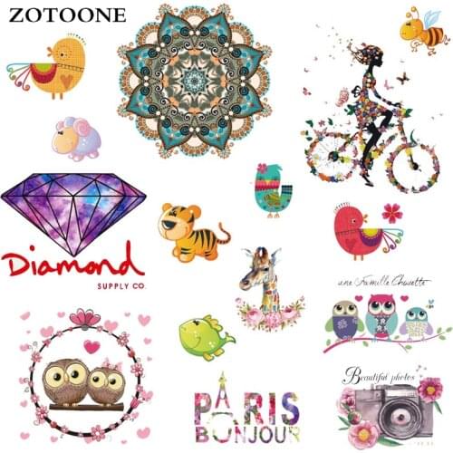ZOTOONE Bird Flower Unicorn Patch Iron On Transfer Sticker Vinyl Hot Heat Thermal Transfers For T shirt Clothes Fabric Applique