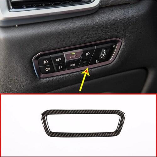 Carbon Fiber Style ABS Headlight Switch Decoration Frame Trim For BMW X5 G05 X7 G07 2019 Year Model Accessories