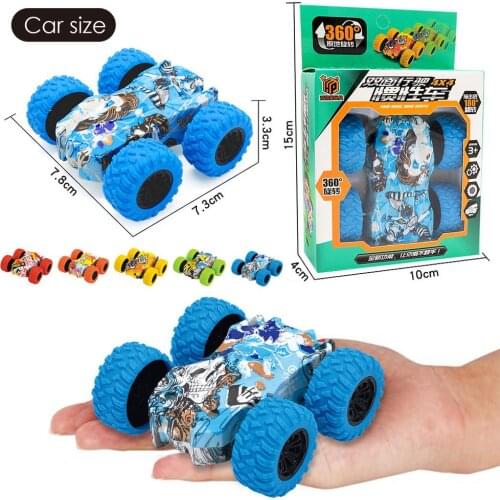 360 Degree Rotation Pull Back Car Double Sided Rotating Graffiti Off Road Toy Inertial 4-wheel Drive Coasting Inertial Power