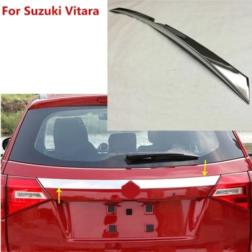 High quality for Suzuki Vitara 2016 2017 car body ABS Chrome Rear License Plate door bottom Tailgate frame plate trim lamp 1pcs
